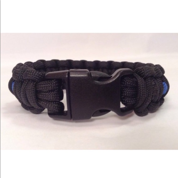 Police Thin Blue Line Paracord Bracelet - Picture 2 of 2